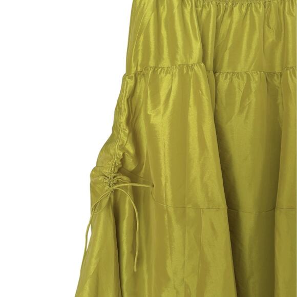 Free People Emory Drop-Waist Midi Skirt Women's Small Lentil Nylon Tiered NEW - Picture 5 of 7